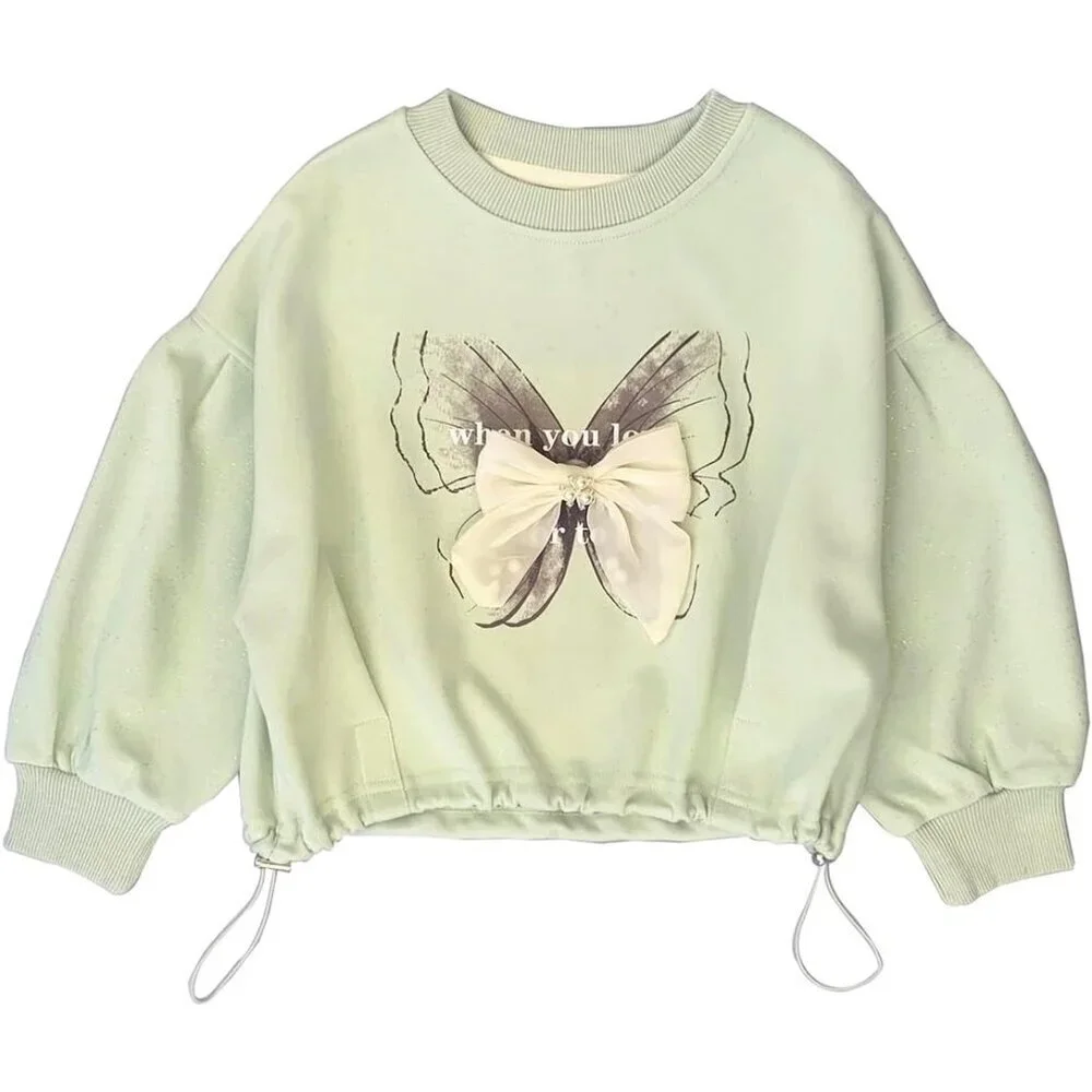 4Y-10Y Spring Fall Little Big Girls T Shirt and Jeans 2pcs Clothing Sets